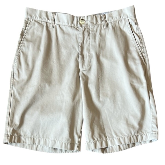 Southern Tide Cotton Twill Stretch Shorts Khaki Tan Flat Front Pima Skipjack 33W - Picture 1 of 15
